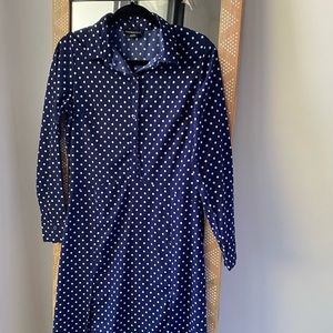 wednesdays girl navy blue polka dot dress with slits size S